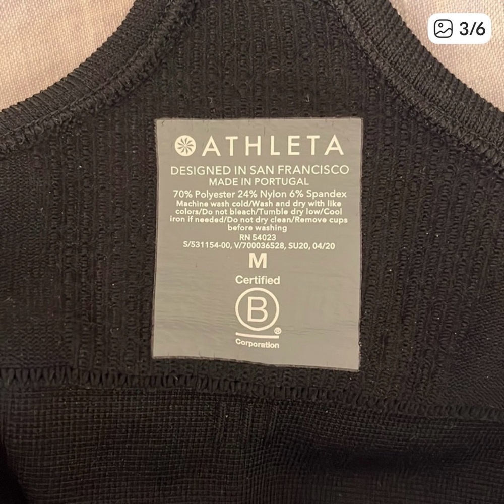 Athleta Ribbed Racer Back Black Tank size Medium - Picture 3 of 5